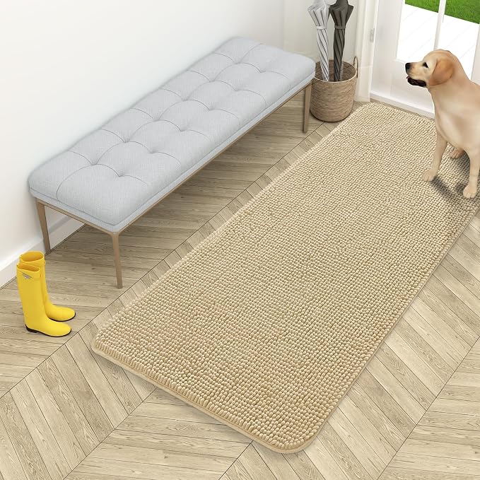 OLANLY Dog Door Mat for Muddy Paws 54x24, Super Absorbent Chenille Mud Mat | by OLANLY