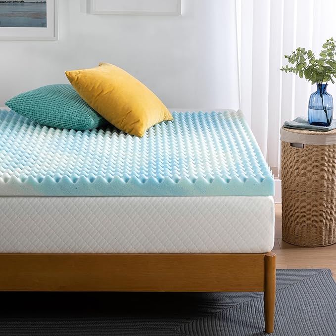 ZINUS 3 Inch Swirl Gel Cooling Memory Foam Mattress Topper, Smaller, More Convenient WonderBox Packaging, Cooling, Airflow Design, CertiPUR-US Certified, Queen
