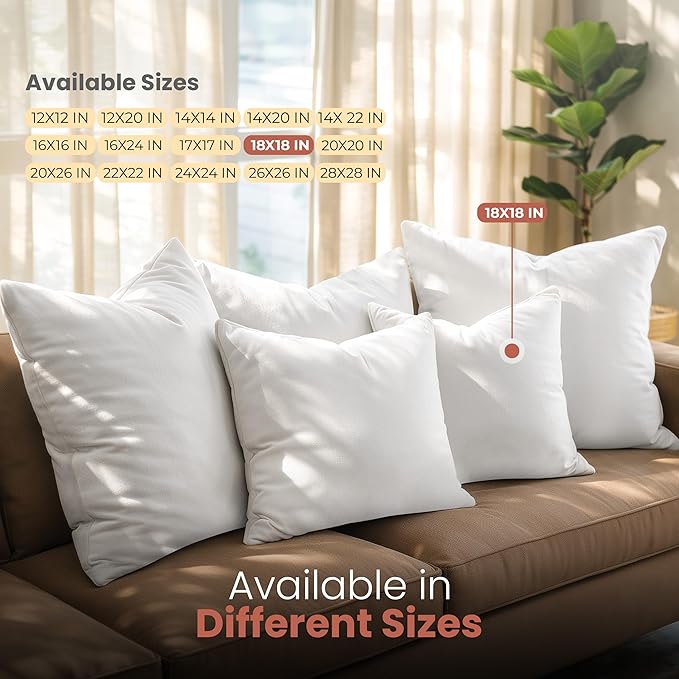 Utopia Bedding 18x18 Pillow Inserts, 2 Pack | Indoor cushion inserts - Image 6