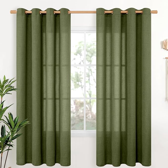 YoungsTex Olive Linen Curtains 72 Inch Length 2 Panels by YoungsTex