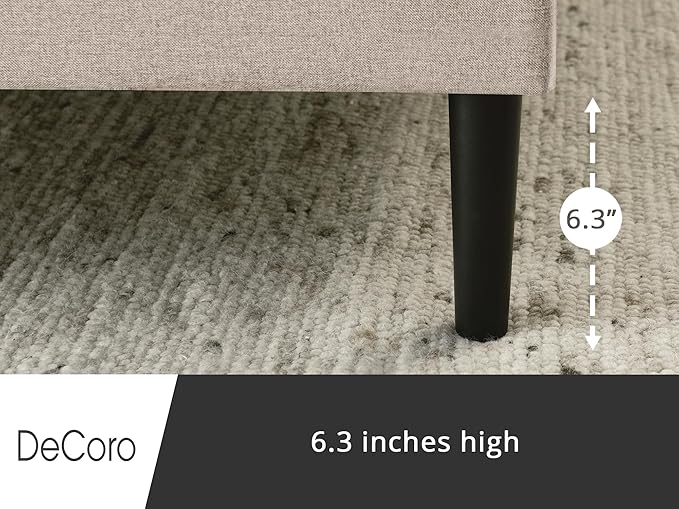 Decoro Mornington Upholstered 2.0 Platform Bed, Button-Tufted Fabric Headboard and Metal Frame with Wood Slat Support, Linen, Full