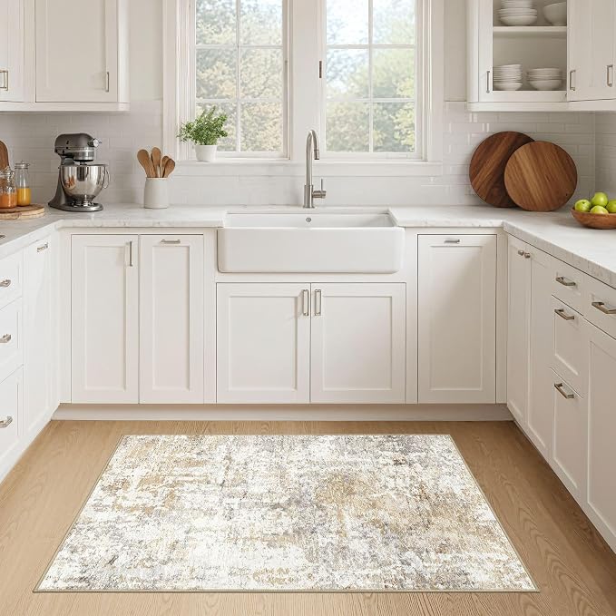 LOONGRUG Runner Rug 2x4 Washable Non-Slip Neutral Modern Abstract Rug | Soft - Image 3