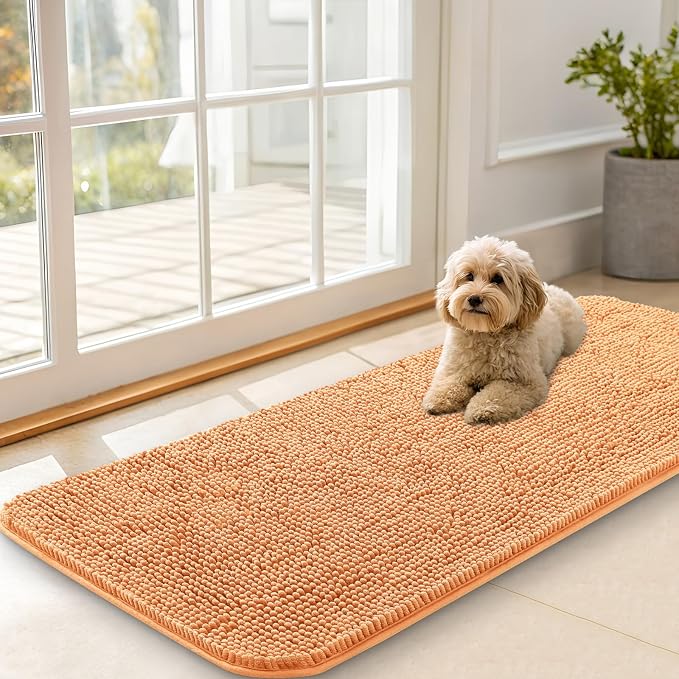 OLANLY Dog Door Mat for Muddy Paws 47x20, Super Absorbent Chenille Mud Mat | by OLANLY