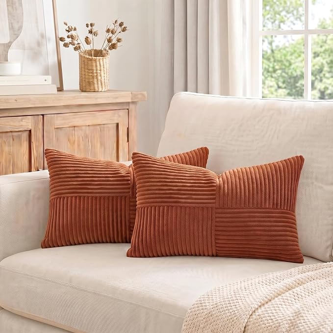 Fancy Homi 2 Packs Rust Lumbar Decorative Throw Pillow Covers 14x24 Inch - Image 7