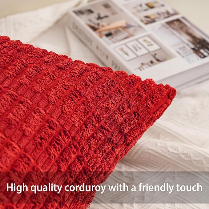Aegero Pack of 2 Corduroy Decorative Throw Pillow Covers 12x20 Inch - Image 2