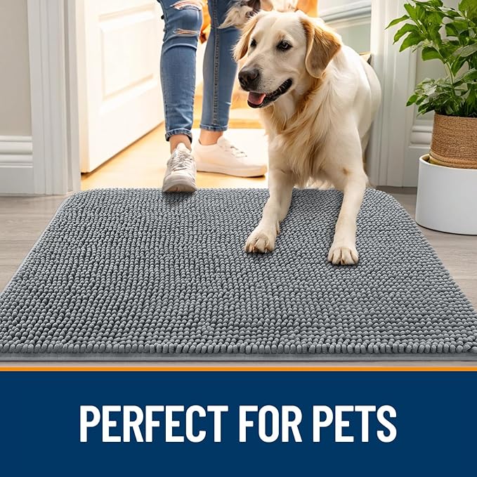 OLANLY Dog Door Mat for Muddy Paws 70x46, Super Absorbent Chenille Mud Mat | - Image 6