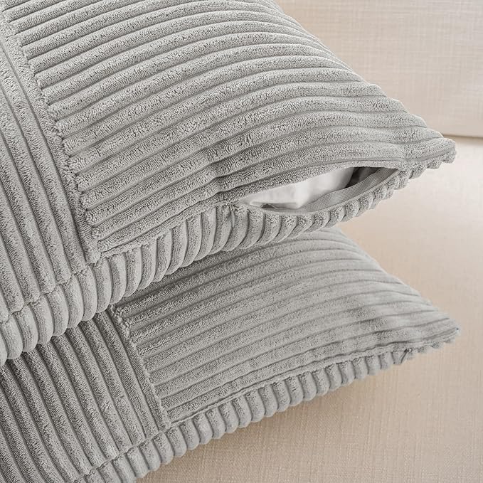 Fancy Homi 2 Packs Neutral Grey Lumbar Decorative Throw Pillow Covers 16x26 Inch - Image 4