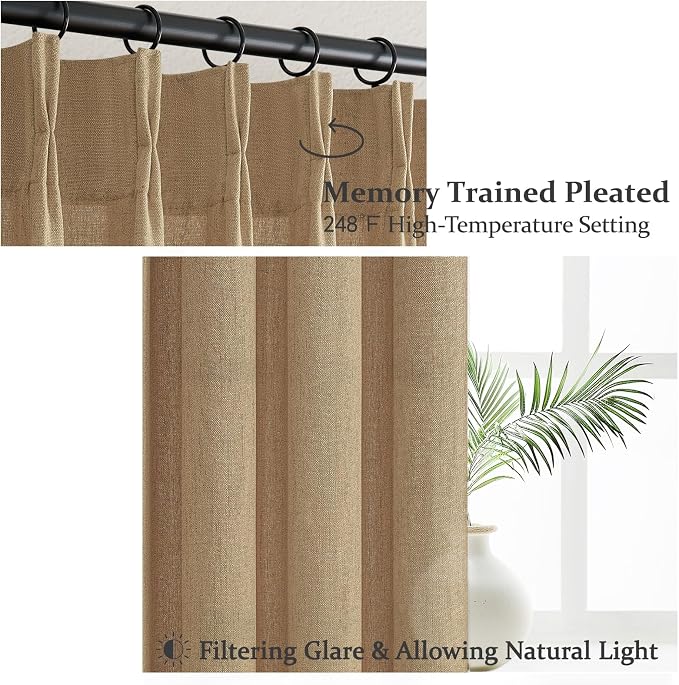 Extra Long Rust Brown Semi Sheer Living Room High Ceiling Curtains 108 Inch 2 - Image 3