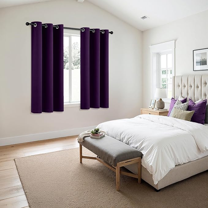 MIULEE Blackout Curtains for Bedroom 2 Panel 40 x 63 Inch Long Royal Purple | - Image 6