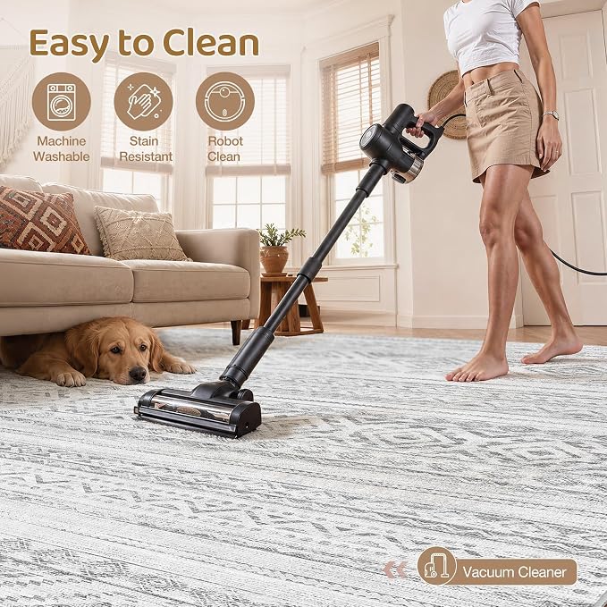 cotiled Boho 5x7 Area Rugs for Living Room: Soft Moroccan Washable Rug | Solve - Image 2