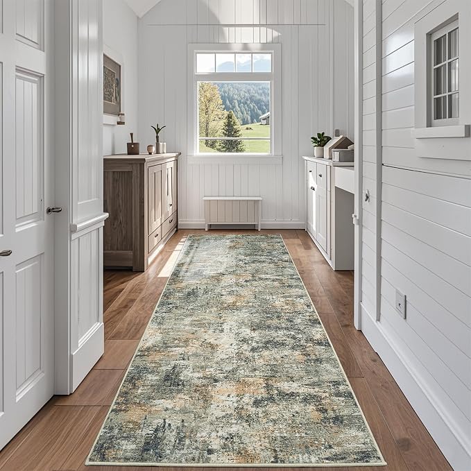 Runner Rugs for Hallways Kitchen 2.6x8 Non Slip Washable Multi Color | Modern by Aelenmu