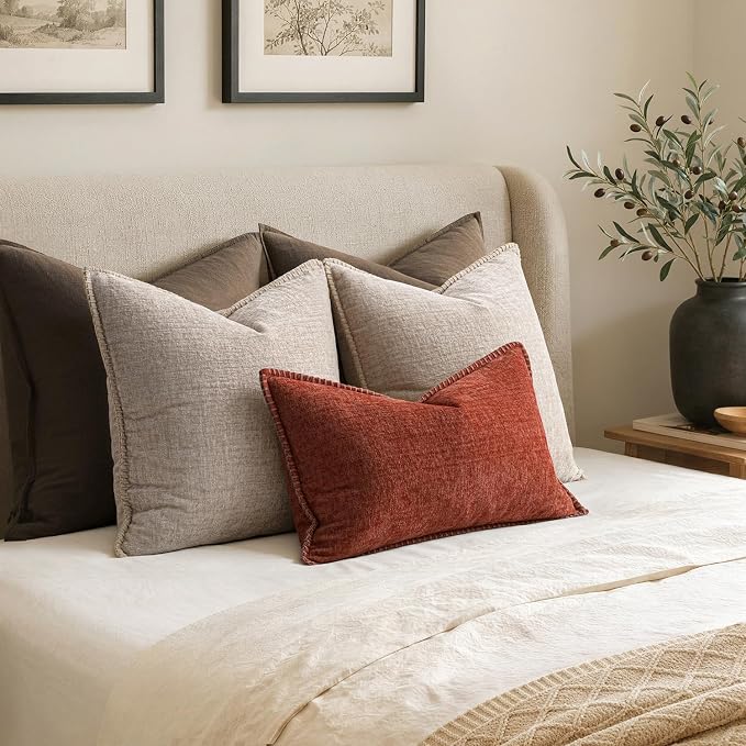 MIULEE Decorative Couch Throw Pillow Covers 20x20 Inch Taupe 2 Pack | Farmhouse - Image 6