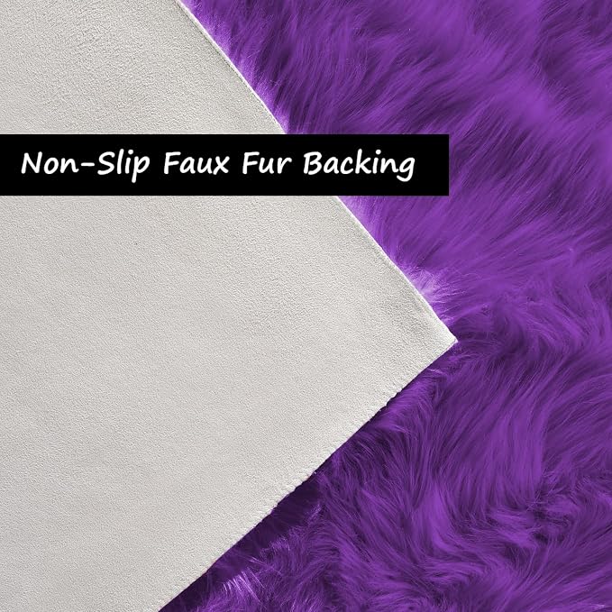 Goolela Purple Area Rug 5x7 Fluffy Fuzzy Furry Carpet - Image 4
