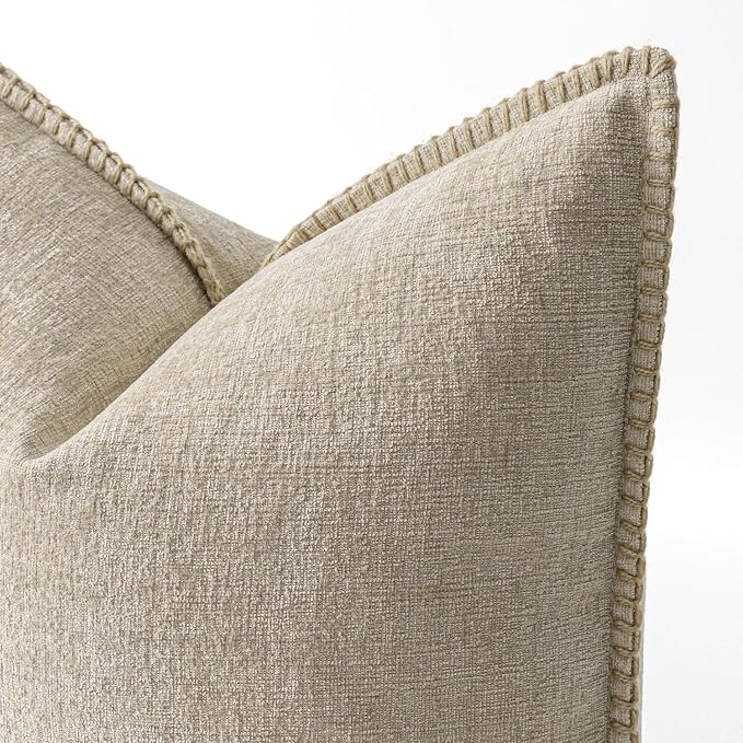 MIULEE Decorative Couch Throw Pillow Covers 18x18 Inch Light Taupe 2 Pack | - Image 2