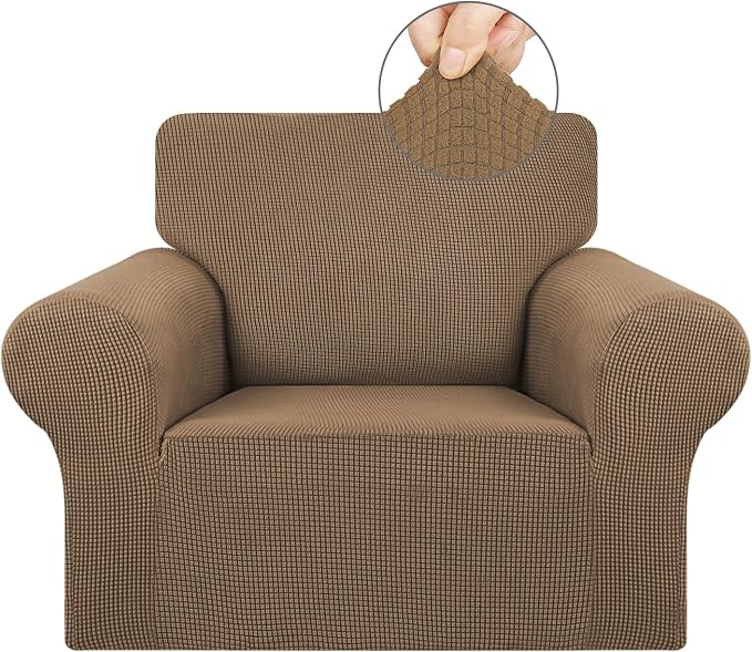 Stretch Chair Sofa Slipcover, Single Couch Cover, Camel | 1-Piece Washable Sofa by KEKUOU