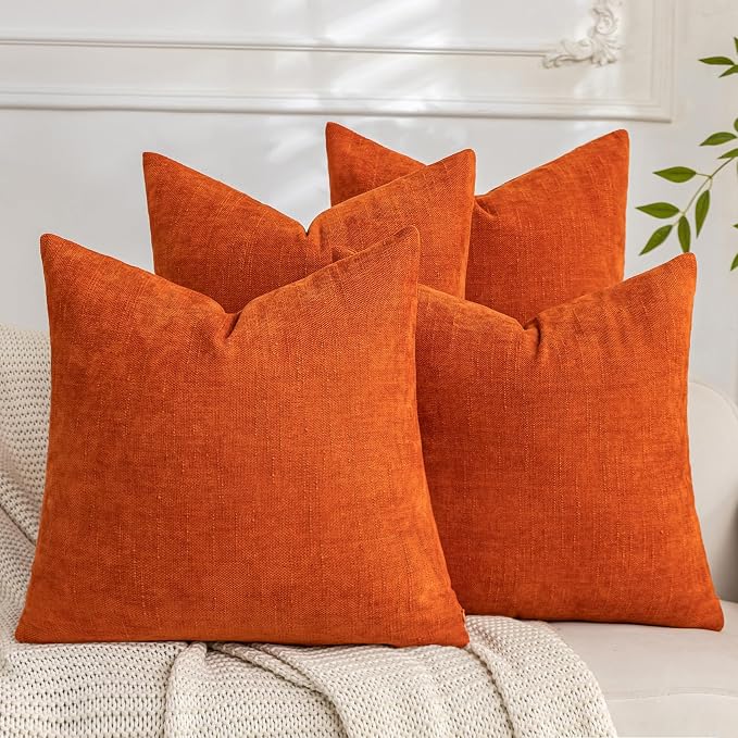 Set of 4 Soft Textured Decorative Throw Pillow Covers 18x18 Inch Cozy Farmhouse by Cozoomy