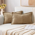 MIULEE Decorative Lumbar Throw Pillow Covers 12x20 Inch Khaki 2 Pack | Boho by MIULEE