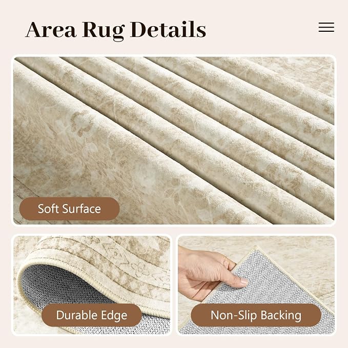 8x10 Ft Large Area Rugs for Living Room, Soft Non-Slip Machine Washable Rug - Image 6