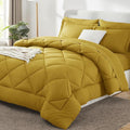 CozyLux King Size Comforter Set Mustard Yellow - 7 Pieces Bed in a Bag King, Luxury Soft Bed Set for All Seasons, Bedding Set with Down Alternative Comforter, Sheets, Pillowcases & Shams