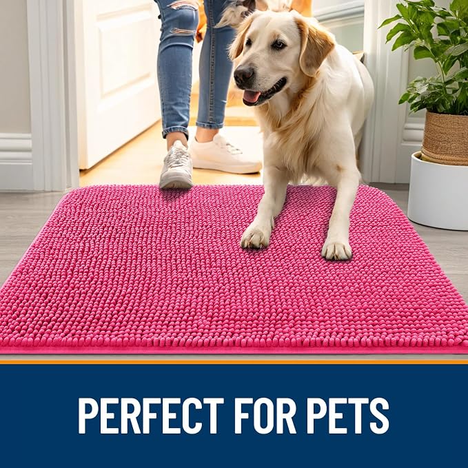 OLANLY Dog Door Mat for Muddy Paws 50x30, Super Absorbent Chenille Mud Mat | - Image 6