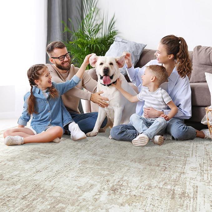Aelenmu 9x12 Area Rugs for Living Room Bedroom Dining Room Washable Beige | - Image 7