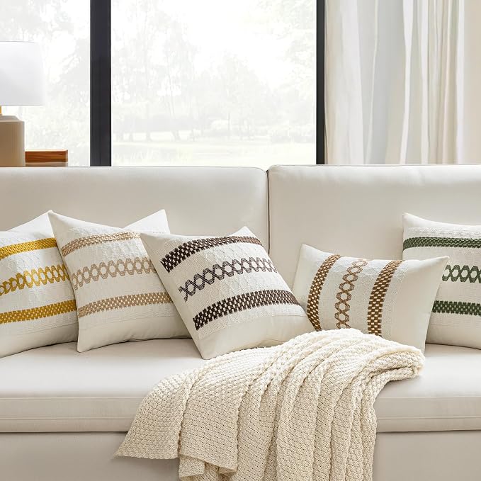 MIULEE Set of 2 Coco Brown Boho Decorative Pillow Covers 20x20 Inch | Farmhouse - Image 2