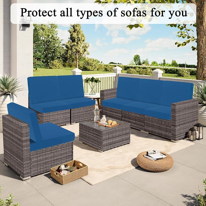HEBE Outdoor Cushion Covers 12 Pcs, Stretch Patio Sofa Couch Cushion Cover | - Image 8