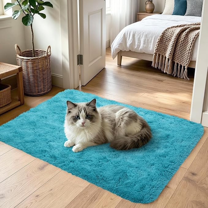 3x5 Blue Fluffy Soft Area Rug Non-Slip - Image 2