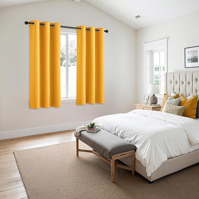 MIULEE Blackout Curtains for Bedroom 2 Panels 40 x 45 Inch Long Yellow | - Image 6