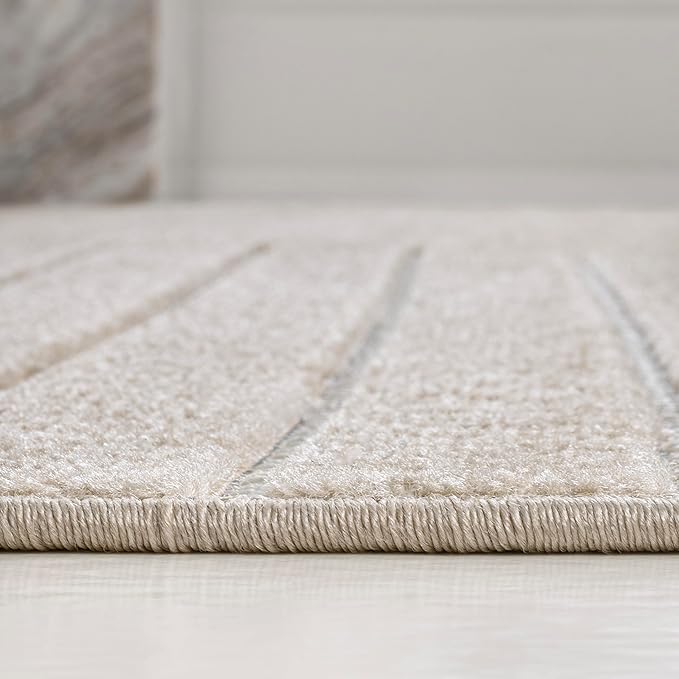 Eyely NCS101E-8 Odense High-Low Minimalist Angle Geometric Beige/Cream 8 ft. x 10 ft. Indoor/Outdoor Area Rug, for Home, Backyard, Patio, Porch, Bedroom, Kitchen, Living Room