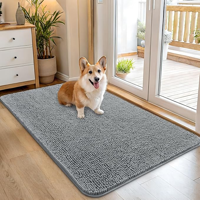 OLANLY Dog Door Mat for Muddy Paws 45x27, Super Absorbent Chenille Mud Mat | by OLANLY