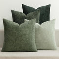 MIULEE Soft Decorative Chenille Pillow Covers Forest Green 20x20 Pack of 4 | by MIULEE