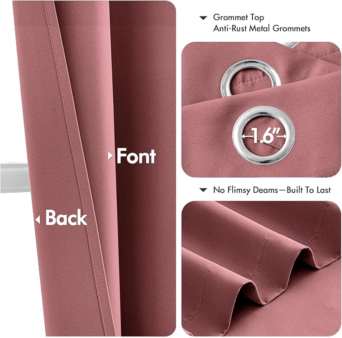 MIULEE Blackout Curtains for Bedroom 2 Panels 40 x 45 Inch Long Dusty Rose | - Image 4