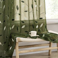 MIULEE Olive Green Sheer Curtains 2 Panels Leaf Patterned, W52 x L63 | by MIULEE