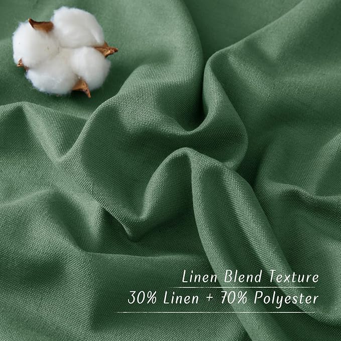 NICETOWN Olive Green Short Linen Curtains - Image 4