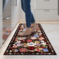 Black Brown Floral Hallway Runner Rug 2x5 by WelcometoBabovid