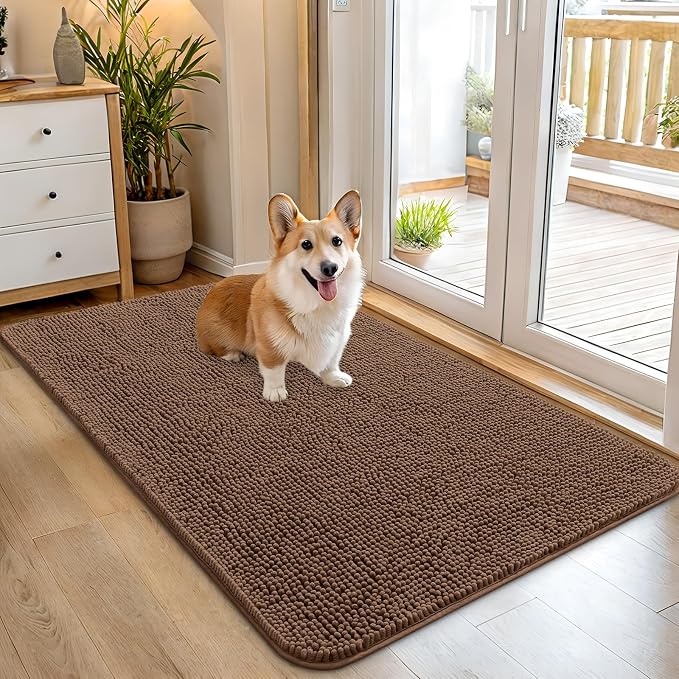 OLANLY Dog Door Mat for Muddy Paws 45x27, Super Absorbent Chenille Mud Mat | by OLANLY