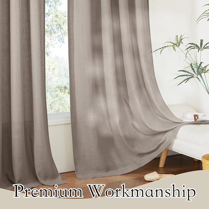 RYB HOME Farmhouse Boho Linen Sheer Curtains 90 inches Long - Image 5