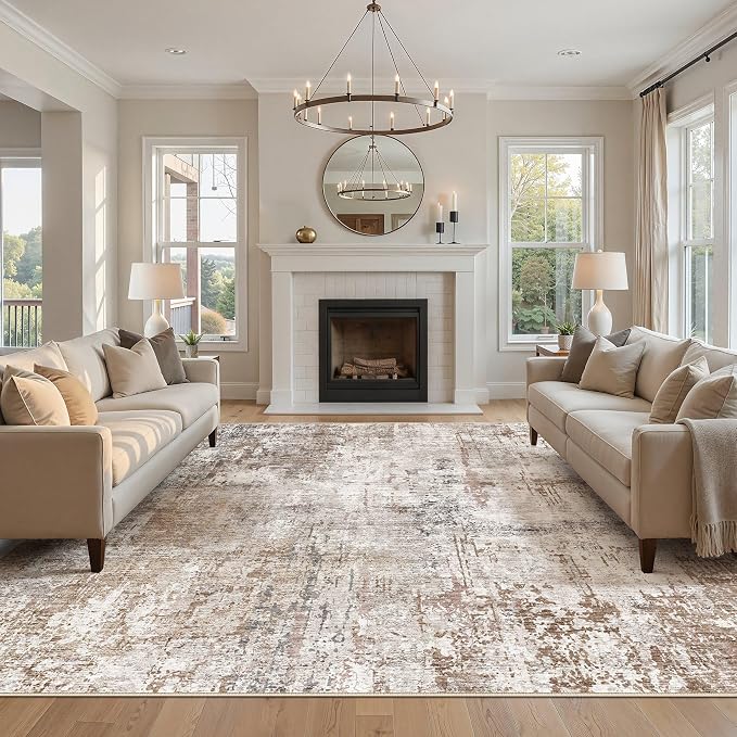 UERMEI Square Area Rugs : Washable 10x10 Neutral Modern Abstract Carpet - Image 5