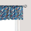 Ambesonne Spaceship Window Valance, Hand-Drawn Cartoon Spaceships Planets and Stars Outer Space Exploration Theme, Curtain Valance for Kitchen Bedroom Decor with Rod Pocket, 54" X 18", Violet Blue