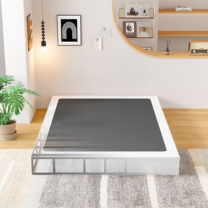 EMODA King Box Spring 8 Inch Heavy Duty Bed Base Metal Mattress Foundation with Fabric Cover, 3000LBS Max Weight Capacity, Noise Free, Easy Assembly