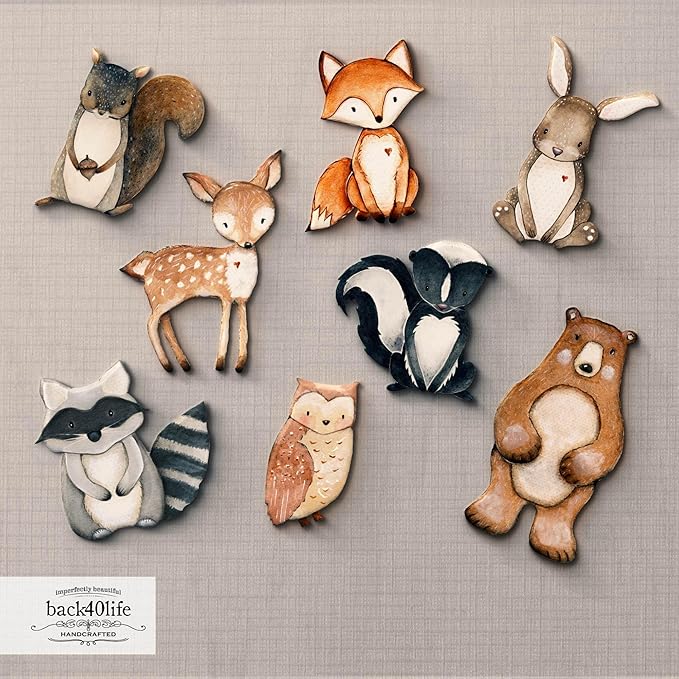 Back40Life Forest Critters Painted Wooden Animal Cutout Shapes (Large (Bundle of 8))