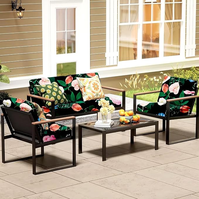 8Pcs Patio Cushion Covers, Outdoor Stretch Cushion Covers, Washable | Stretch - Image 6