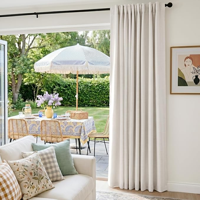 INOVADAY Extra Wide 100% Blackout Linen Curtains - Image 5