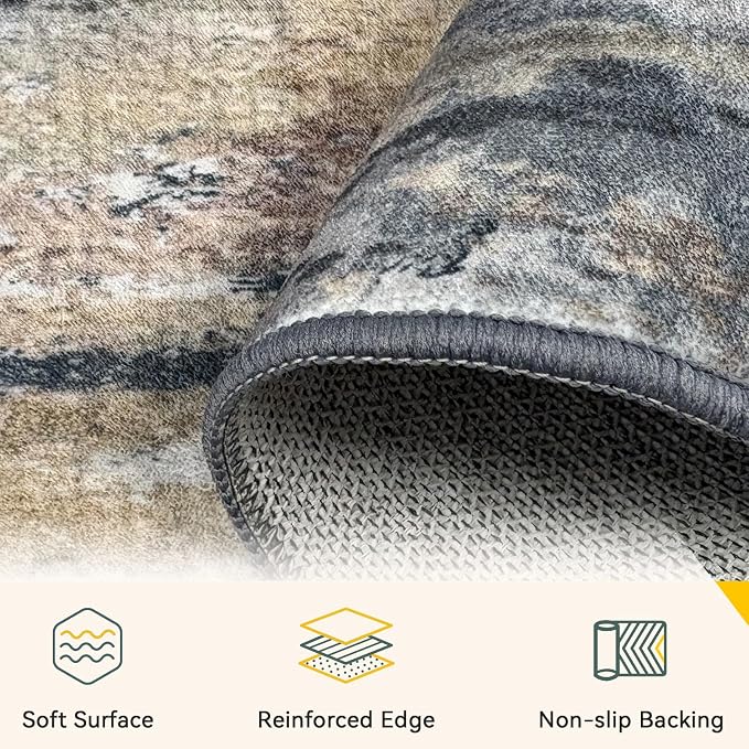 RELEANY Washable 5'x7' Abstract Area Rug - Image 4