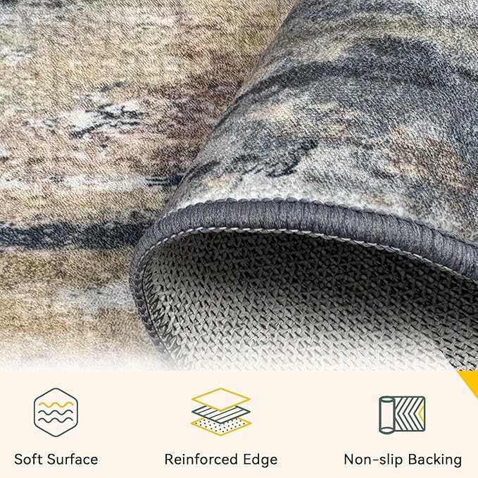 RELEANY Washable 9'x12' Abstract Area Rug - Image 4
