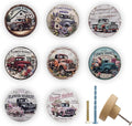 JamJam 8 Pack 1.8" Wooden Rustic Farmhouse Cabinet Knobs Vintage Car Wih Flower Heme Nursery Kids Room Dresser Drawer Knobs and Pulls