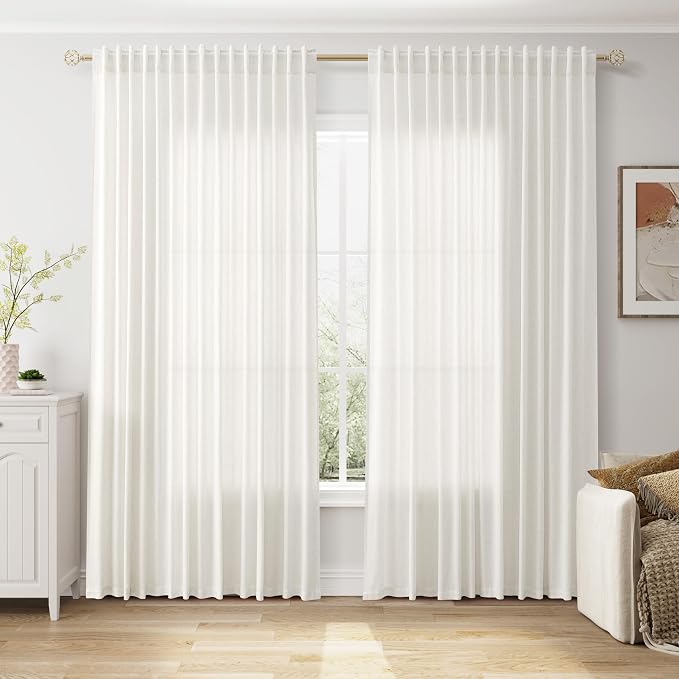 Extra Wide 100 Inch Curtains for Living Room 102 Inches Long Linen Farmhouse - Image 6