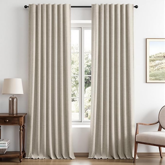 MIULEE 100% Blackout Linen Curtains by MIULEE
