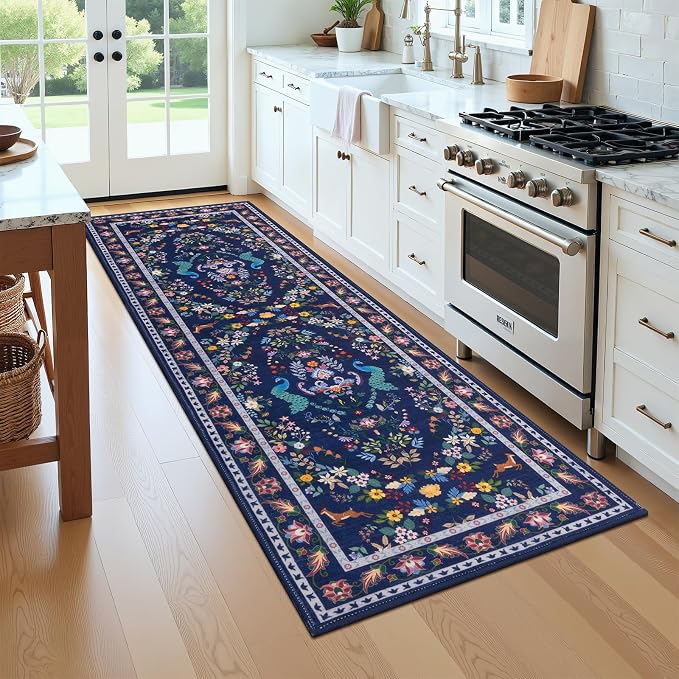 HEBE Hallway Runner Rug 2'x6', Washable Non Slip Kitchen Rug Runner | Soft Boho - Image 9
